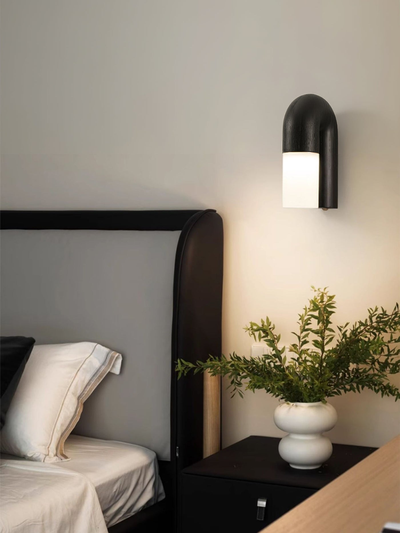 Applique Murale Arcus Wood - Lampe Moderne en Bois et Métal avec Lumière LED Intégrée