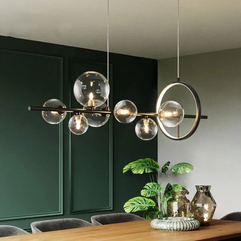 Chandelier Transparent en Verre - Design Unique en Forme de Bulles pour un Intérieur Moderne