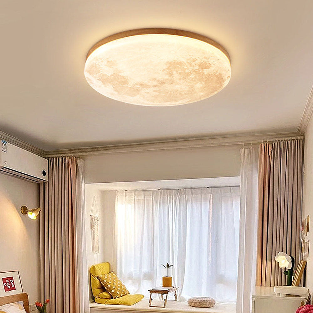 Plafonnier LED Minimaliste Moon – Design Moderne en Bois et Acrylique