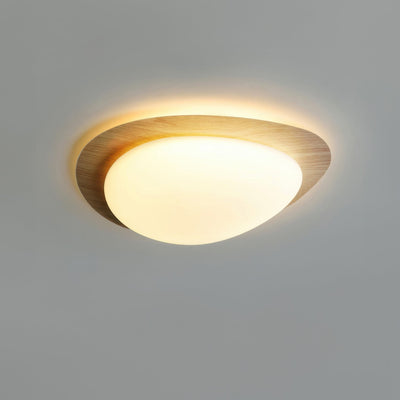 Plafonnier Scandinavian Pebble avec Grain de Bois - Design Minimaliste et LED Intégrée