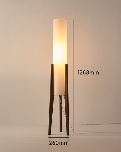Lampadaire en Noyer – Élégance Nordic Retro avec Abat-jour en Tissu
