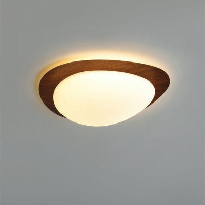 Plafonnier Scandinavian Pebble avec Grain de Bois - Design Minimaliste et LED Intégrée