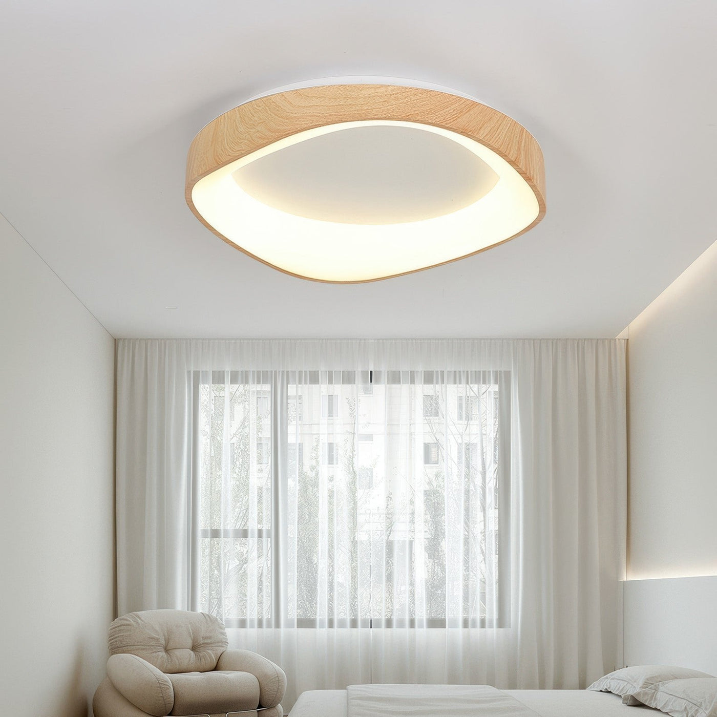 Plafonnier LED Nordic Artistic - Lampe Moderne en Bois et Métal avec Éclairage Doux