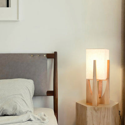 Lampe Sur Pied Japonaise en Bois de Noyer - Éclairage LED avec Abat-jour en Coton et Lin, Douille E27