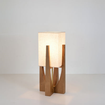 Lampe Sur Pied Japonaise en Bois de Noyer - Éclairage LED avec Abat-jour en Coton et Lin, Douille E27