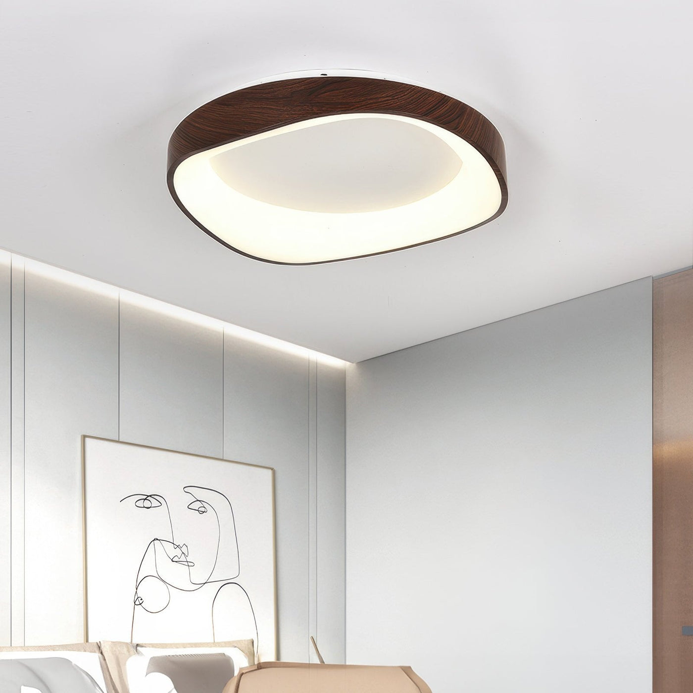 Plafonnier LED Nordic Artistic - Lampe Moderne en Bois et Métal avec Éclairage Doux