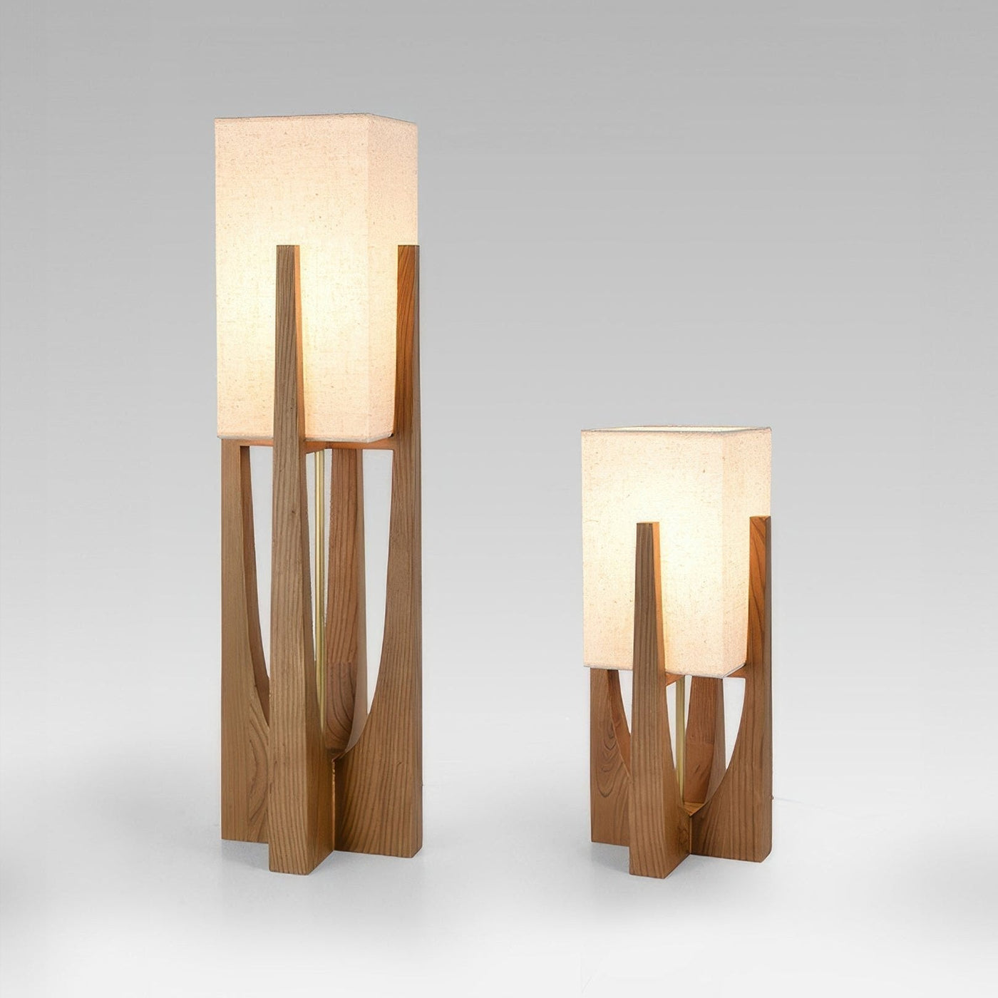 Lampe Sur Pied Japonaise en Bois de Noyer - Éclairage LED avec Abat-jour en Coton et Lin, Douille E27
