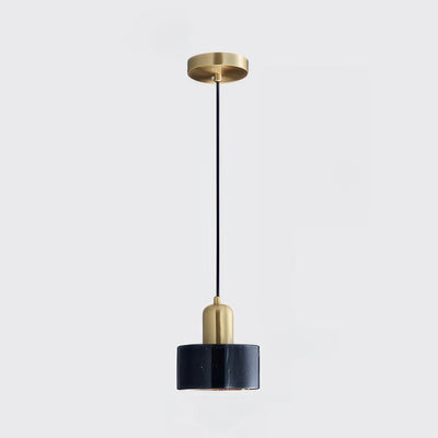 Suspension Cylinder – Lampe Moderne en Laiton et Bois avec Éclairage LED