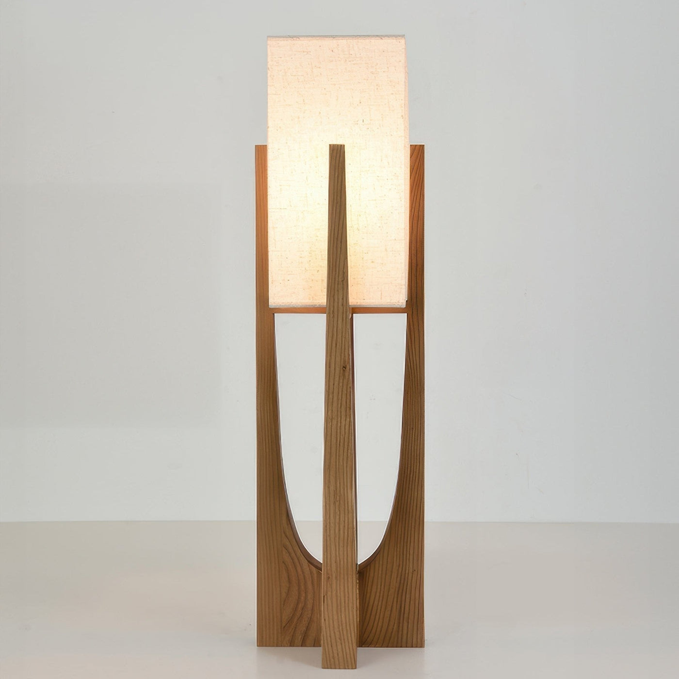 Lampe Sur Pied Japonaise en Bois de Noyer - Éclairage LED avec Abat-jour en Coton et Lin, Douille E27