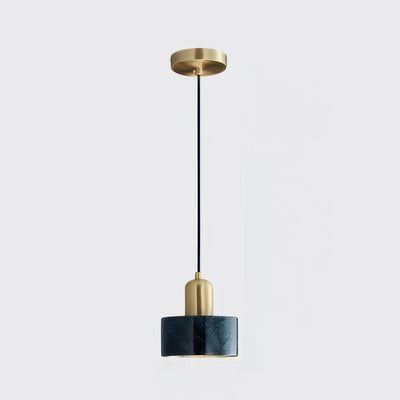 Suspension Cylinder – Lampe Moderne en Laiton et Bois avec Éclairage LED