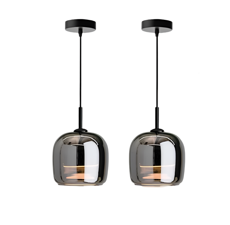 Suspension Nordic en Verre Noir – Design Élégant et Moderne avec Éclairage LED