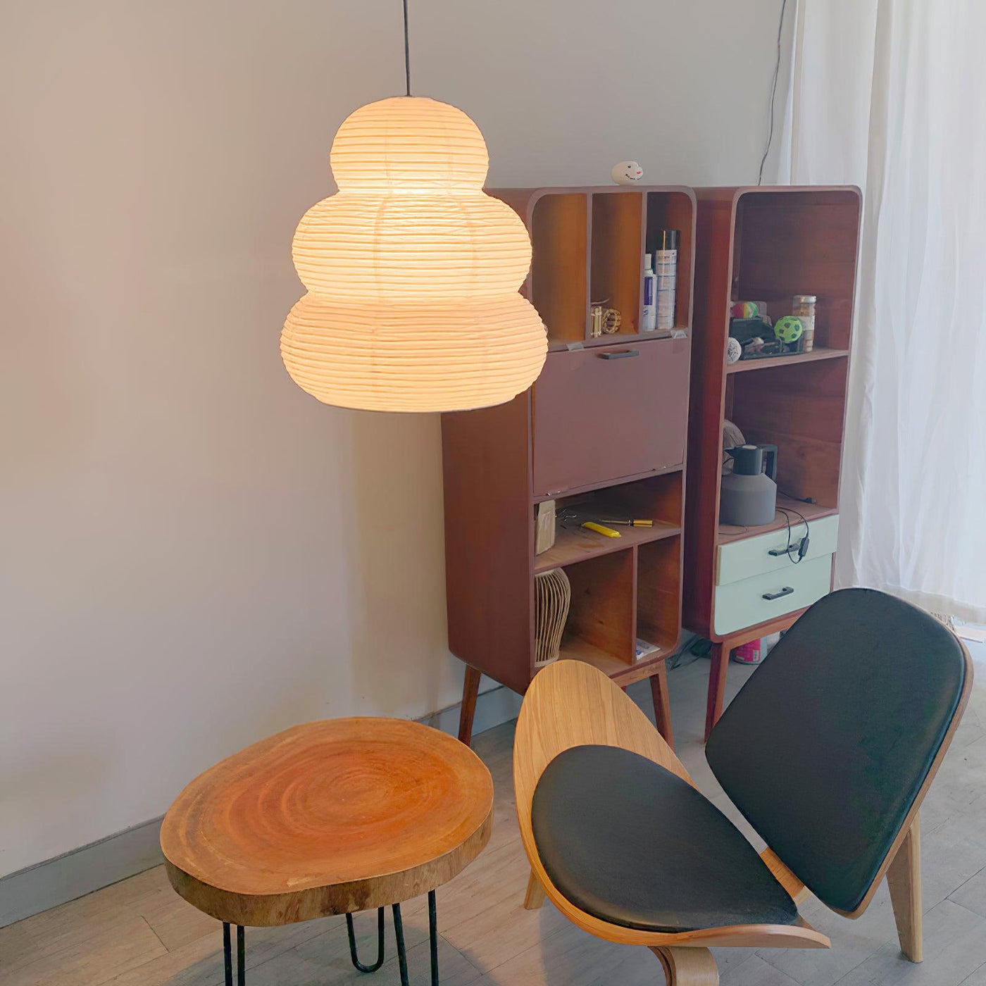 Suspension en Papier de Riz - Élégance Naturelle et Lumière Douce
