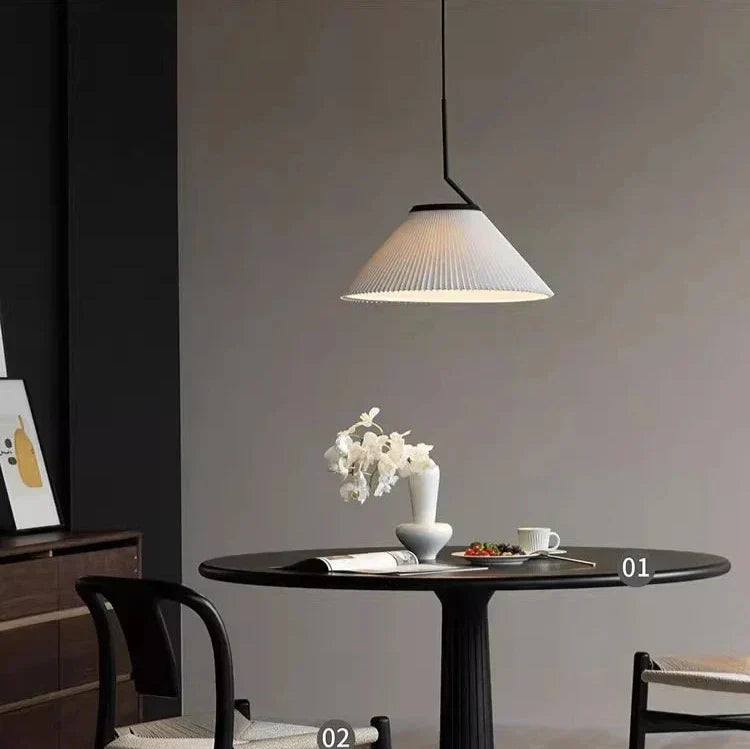 Suspension Nordic Plissée Crème – Design Scandinave Élégant en Tissu LED