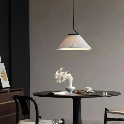 Suspension Nordic Plissée Crème – Design Scandinave Élégant en Tissu LED