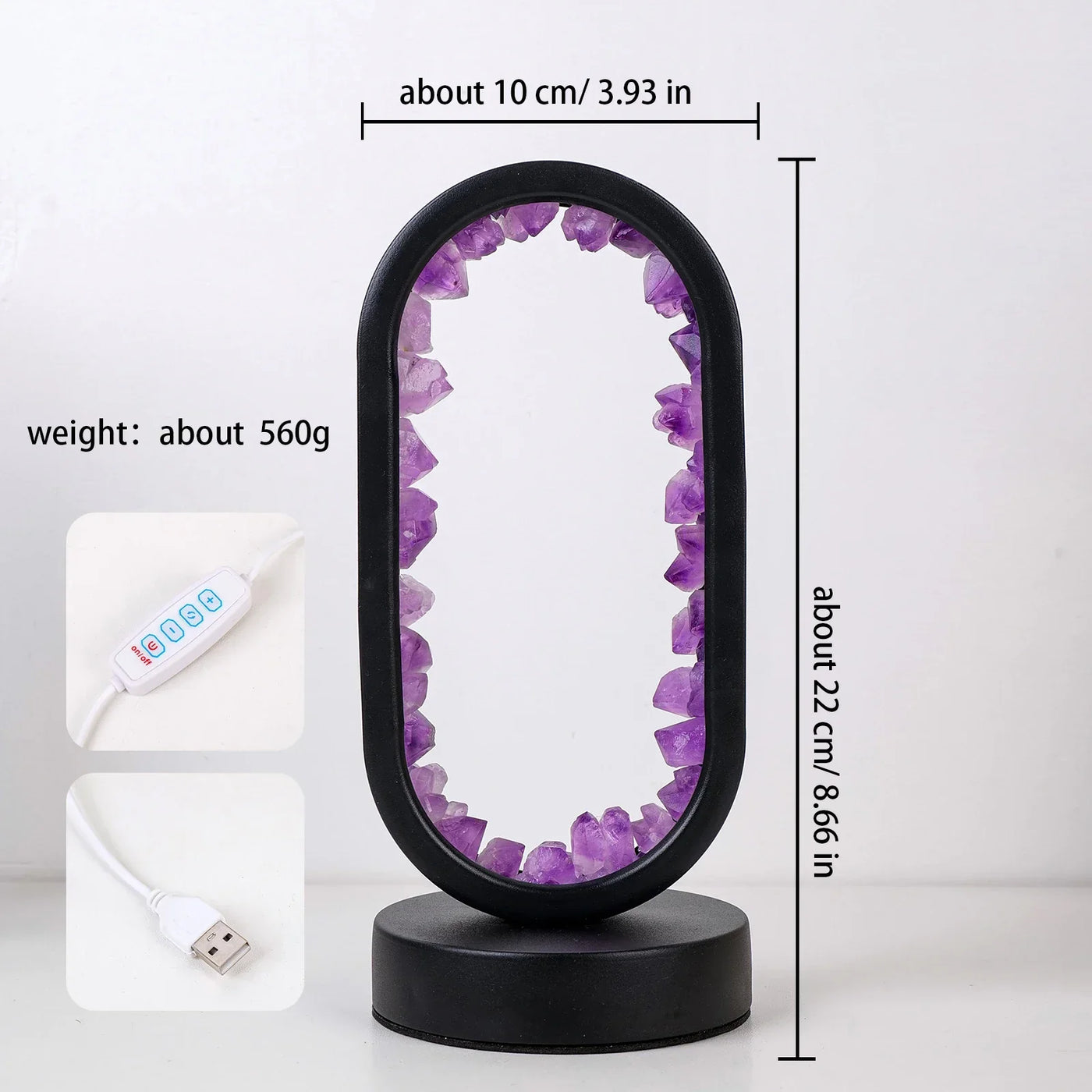AuraStone | Lampe de calme en améthystes naturelles apaisantes