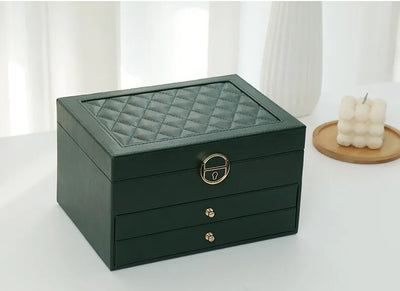 Grande Boîte à Bijoux en Cuir – Organisateur Multicouche Élégant, Rangement Sécurisé pour Bijoux