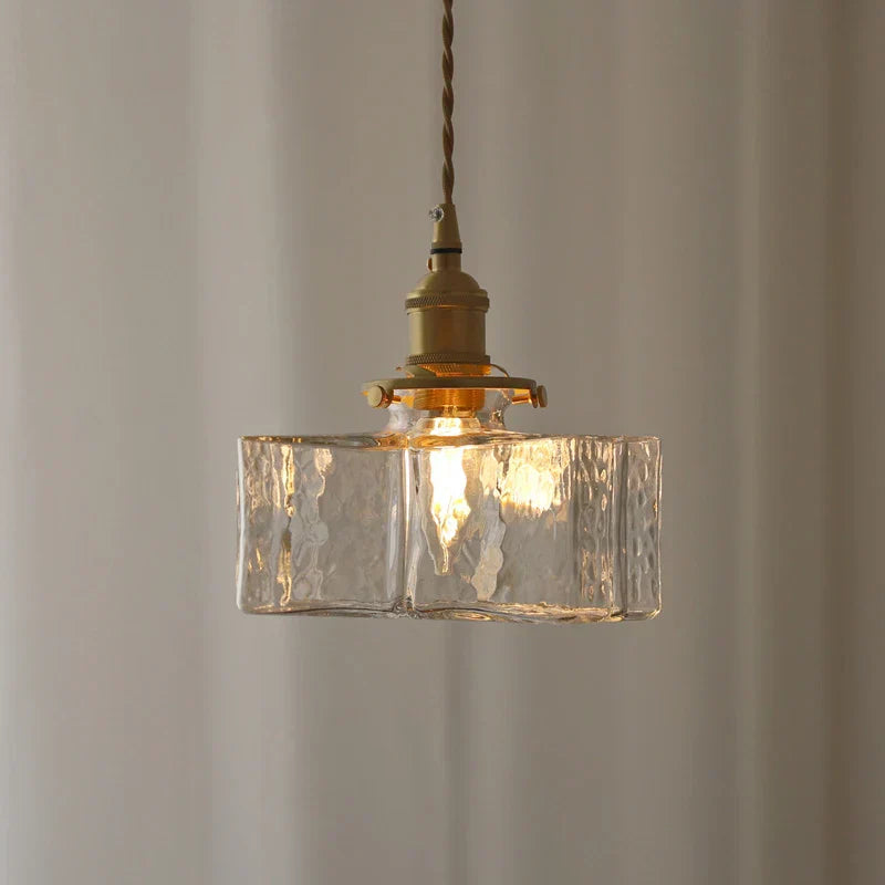 Lampe Pendante Retro Moderne en Verre avec Cordon Doré - Éclairage LED Élégant