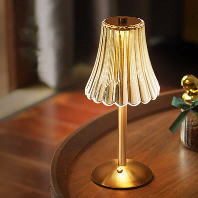 Lampe de Table Cristal Doré LED - Design Moderne avec Fonction Tactile et Sans Fil