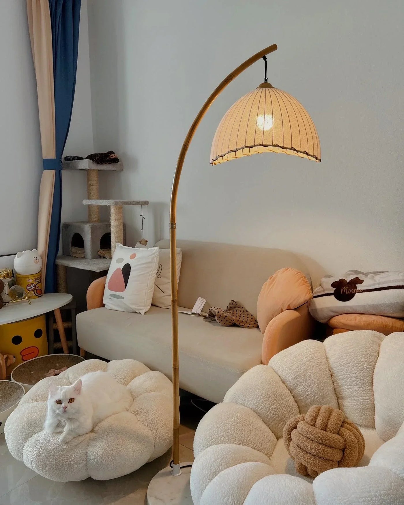 Lampe Sur Pied Japonaise en Bambou - Design Zen Minimaliste avec Douille E27