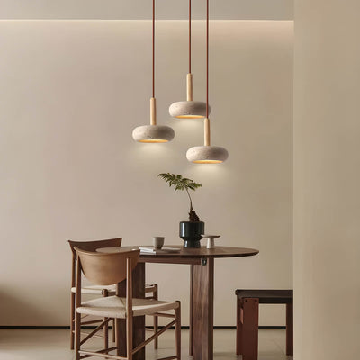 Suspension OSHO Stone – Lampe en Travertin Jaune Naturel LED, Éclairage Élégant et Durable