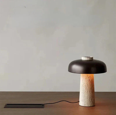 Lampe de Table Natural Travertine – Élégance Naturelle en Pierre, Design Wabi Sabi
