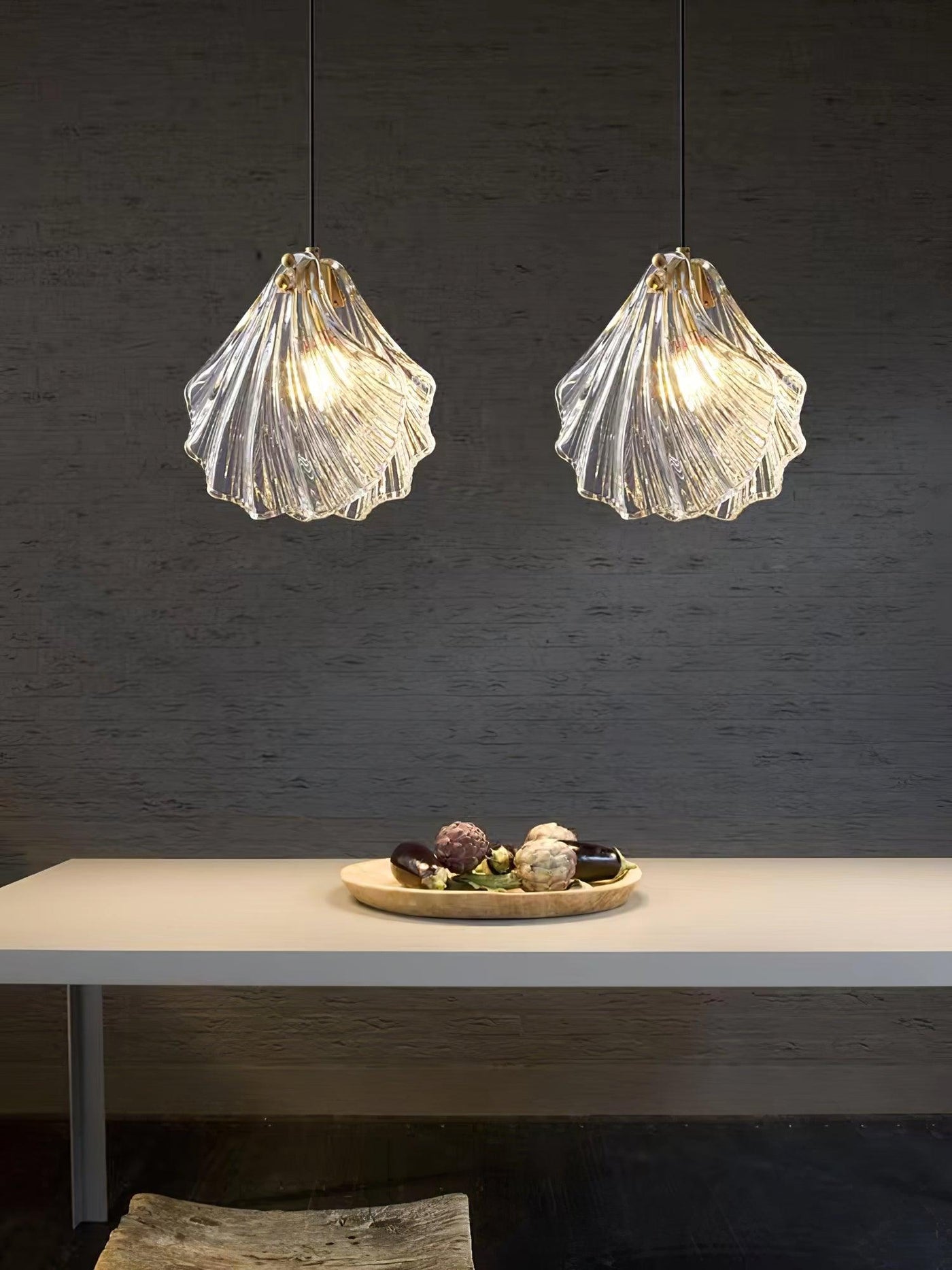 Suspension Mini Shell Design en Verre et Laiton – Lampe Moderne à Suspendre