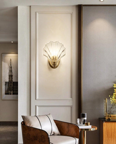 Applique Murale Design Coquillage en Laiton et Verre – Lampe LED Moderne