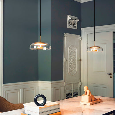Suspension LED Solaire – Éclairage Moderne en Laiton et Verre pour Intérieur Élégant