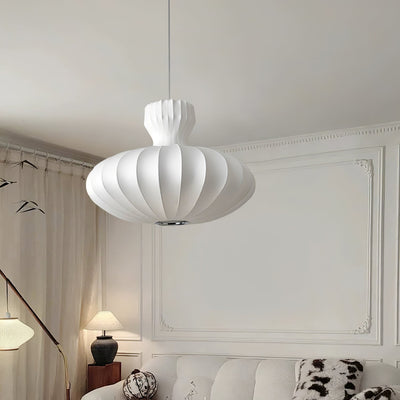 Suspension Bella Bloom - Lampe Vintage en Soie Naturelle et Métal