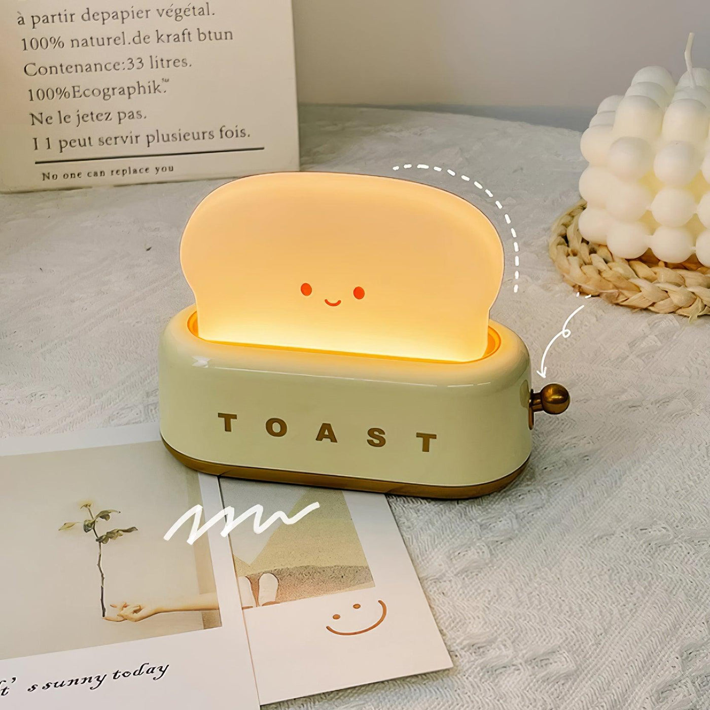 Lampe de Nuit Toaster – Luminaire Décoratif et Portable avec Batterie Rechargeable