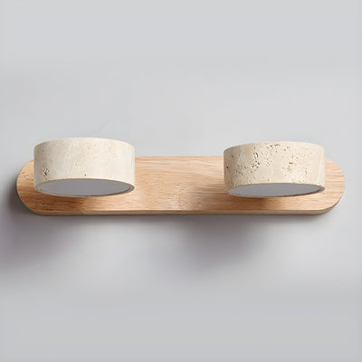 Applique Murale Duo en Travertin et Bois avec Éclairage LED – Design Naturel et Élégant