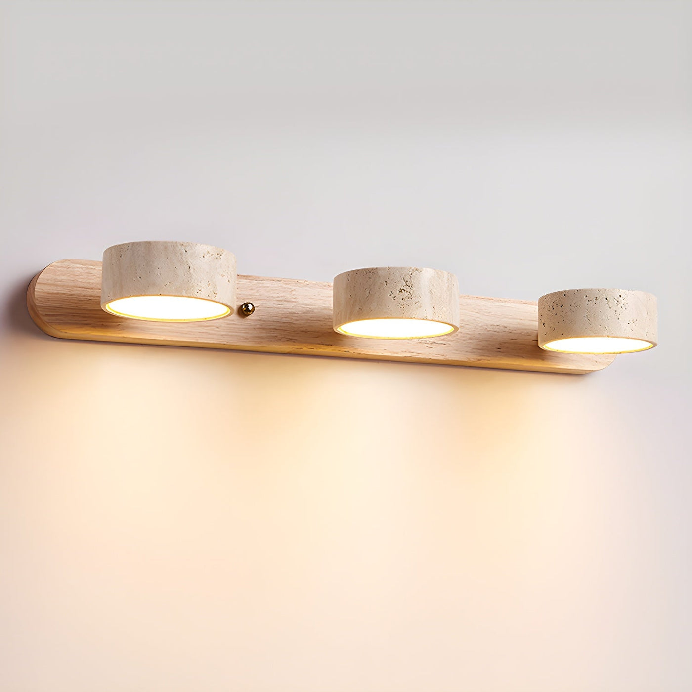 Applique Murale Duo en Travertin et Bois avec Éclairage LED – Design Naturel et Élégant