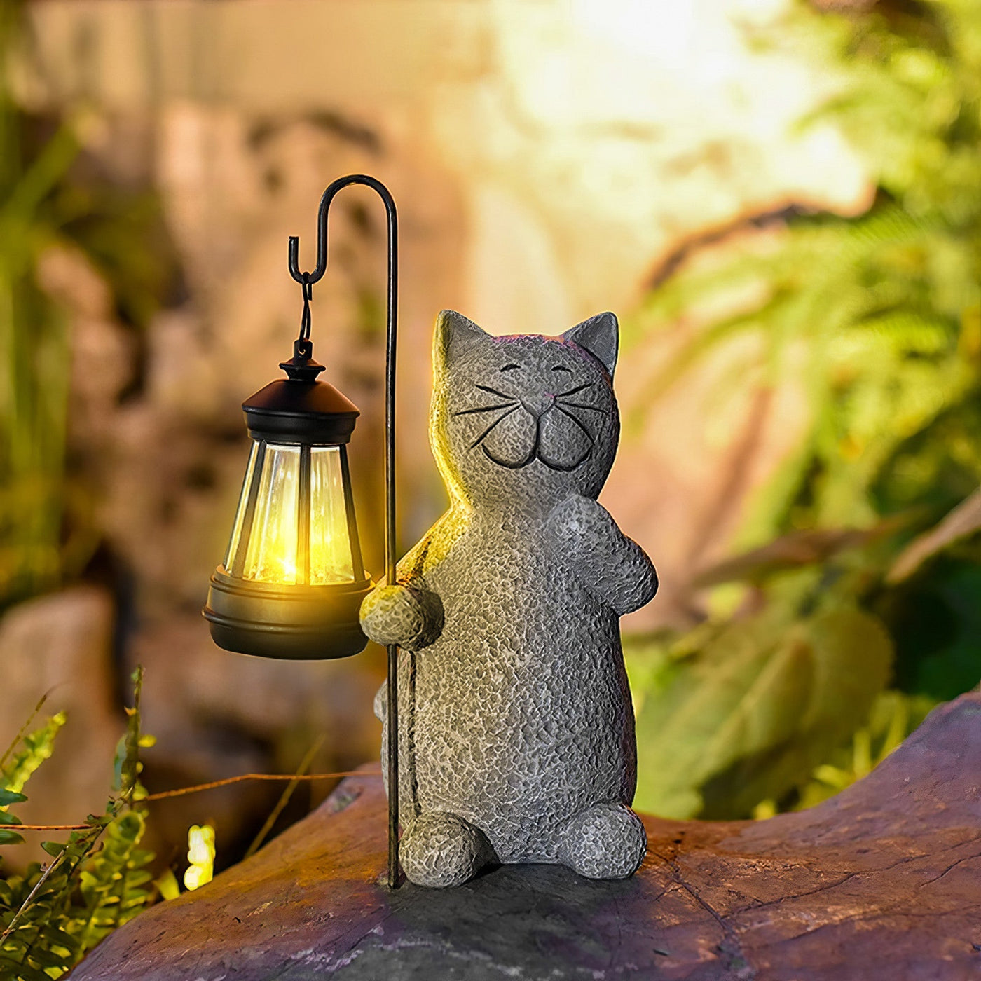 Statue de Chat Lumineuse Dorée Solaire - Décoration Extérieure Magique pour Jardin