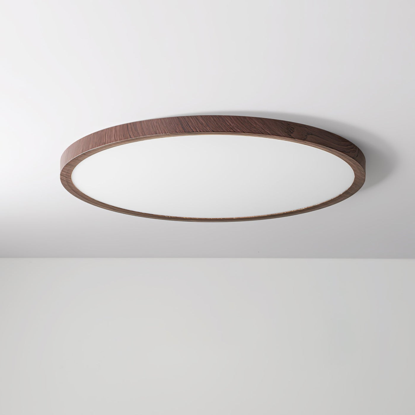 Plafonnier Circulaire Ultra-Fin en Acrylique – Éclairage LED Doux et Moderne avec Effet Bois de Noyer