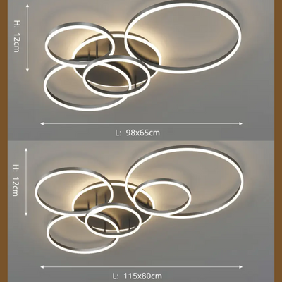 Plafonnier LED Moderne avec Télécommande - Éclairage Dimmable en Or et Noir