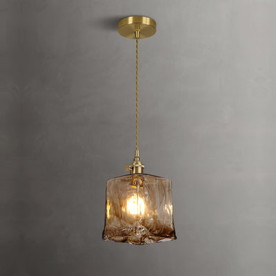 Suspended Vintage Brown Glass Pendant Light – Élégance Classique