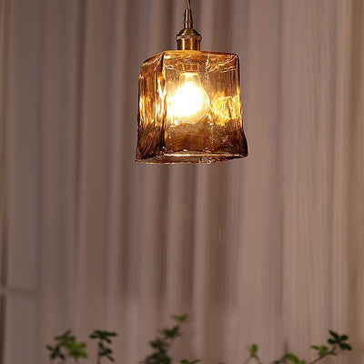 Suspended Vintage Brown Glass Pendant Light – Élégance Classique