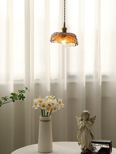 Suspended Vintage Brown Glass Pendant Light – Élégance Classique