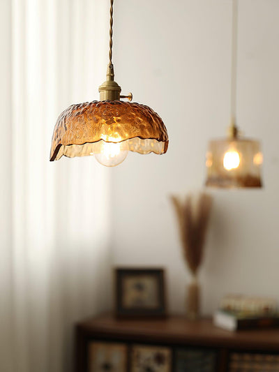 Suspended Vintage Brown Glass Pendant Light – Élégance Classique