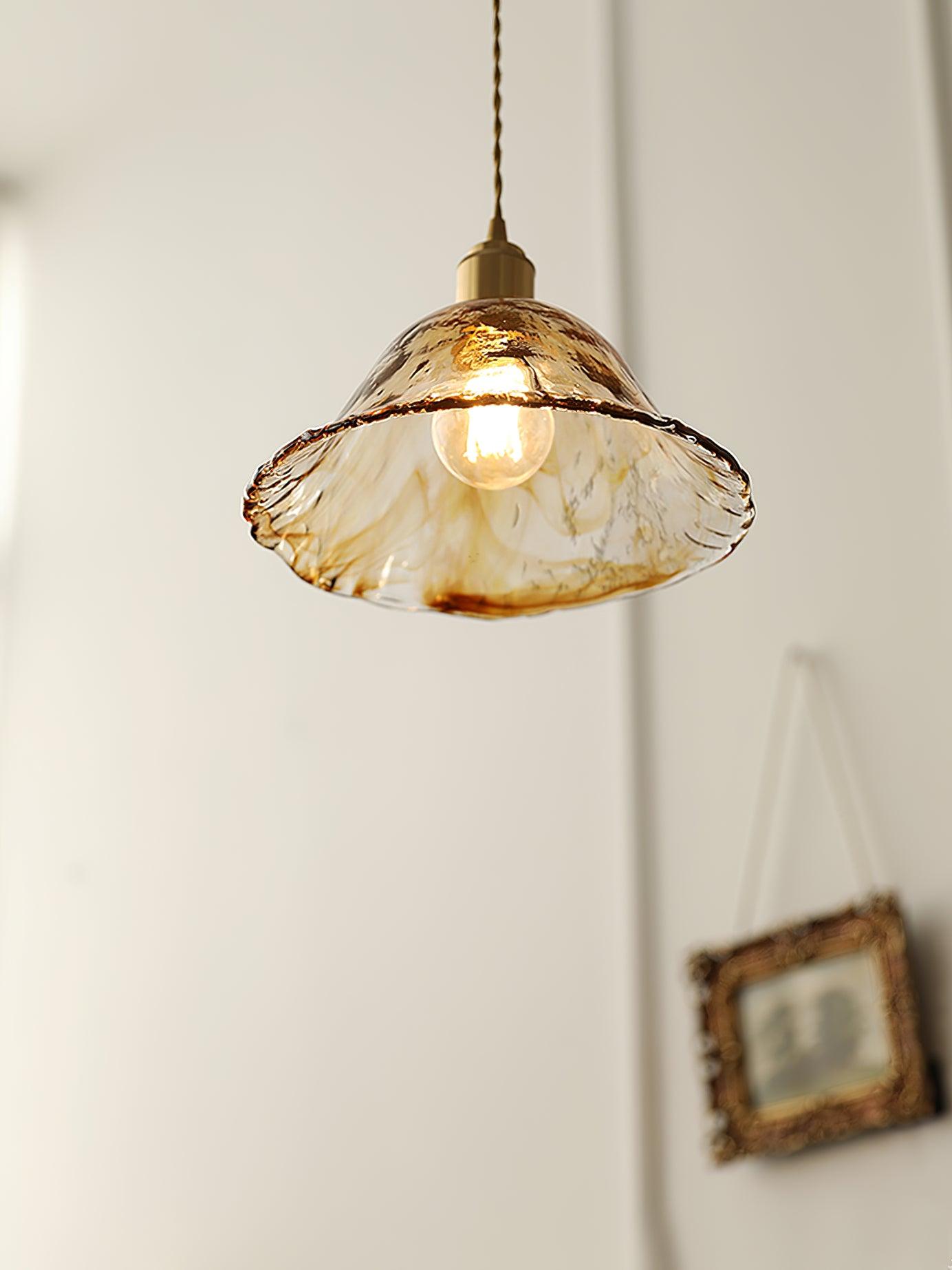 Suspended Vintage Brown Glass Pendant Light – Élégance Classique