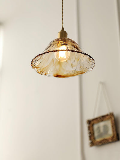 Suspended Vintage Brown Glass Pendant Light – Élégance Classique