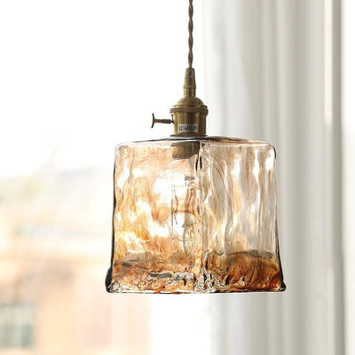 Suspended Vintage Brown Glass Pendant Light – Élégance Classique