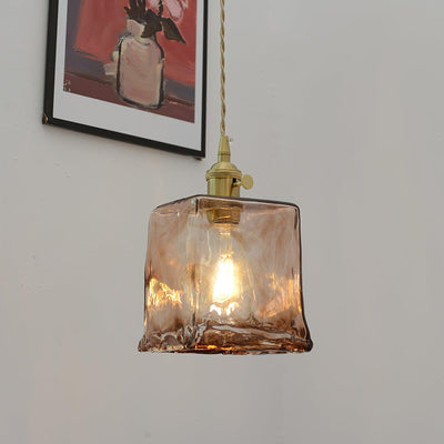 Suspended Vintage Brown Glass Pendant Light – Élégance Classique
