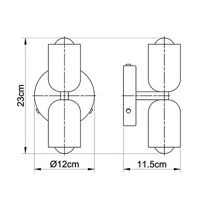 Éclairage mural moderne avec 2 ampoules – Design directionnel, disponible en plusieurs couleurs