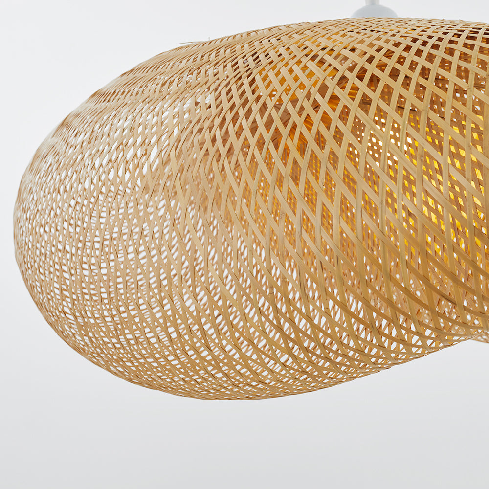 Lampe Pendante Artisanale en Bambou avec Abat-jour en Rotin – Éclairage Naturel et Élégant