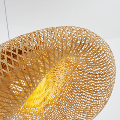 Lampe Pendante Artisanale en Bambou avec Abat-jour en Rotin – Éclairage Naturel et Élégant
