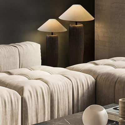 Lampadaire en Bois Vieilli - Élégance Rustique et Moderne pour Salon