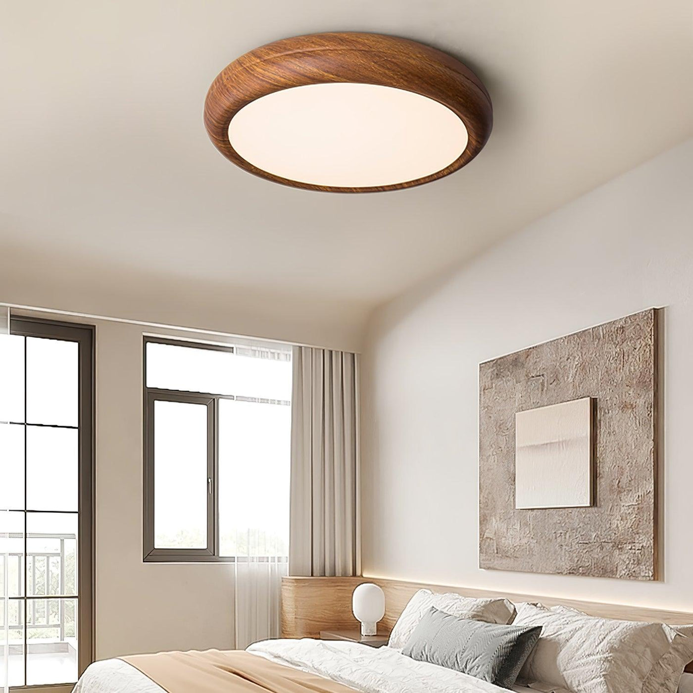 Plafonnier Rond en Bois et Acrylique – Élégance Moderne et Raffinée pour Votre Intérieur