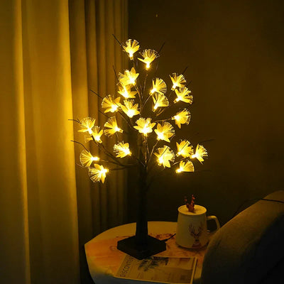 Lampe de Table en Arbre de Fleurs en Fibre Optique – Blanc