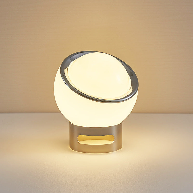 Lampe de Table French Opal Bauhaus - Éclairage Moderne en Verre et Acier Inoxydable